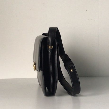 CELINE セリーヌ ゴールド  マカダム金具  カーフレザー  ショルダーバッグ ブラック  ヴィンテージ  オールド  美品