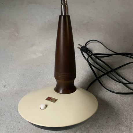 National 70s オールドナショナル デスクランプ 手元灯 木製支柱+スチール台座+プラシェード ヴィンテージランプ レトロ家電 ウッドモダン 完品範疇