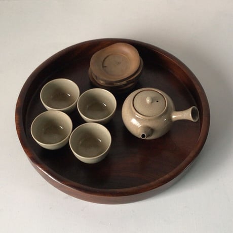 欅 くり抜き盆  木製トレー 33.6cm  お盆  木工品  肉厚  素地   工芸品  民藝