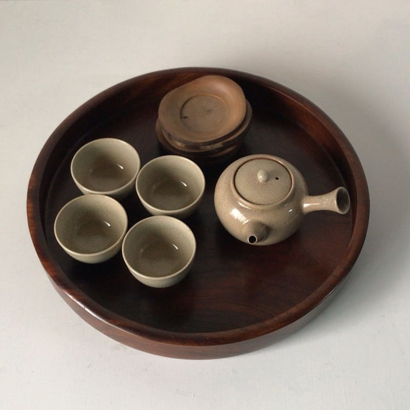 欅 くり抜き盆 木製トレー 33.6cm お盆 木工品 肉厚 素地 工芸品