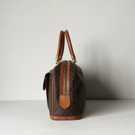 CELINE オールドセリーヌ トリオンフ(マカダム) 総柄  ハンドバッグ 半円型 ハーフムーン ミニボストン フラップポケット ゴールド金具 ヴィンテージセリーヌ 中古極美品