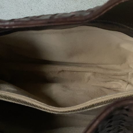 BOTTEGA VENETA ボッテガヴェネタ イントレチャート ハンドバッグ ワンショルダーバッグ レザー 焦げ茶 ブラウン レディース 中古品
