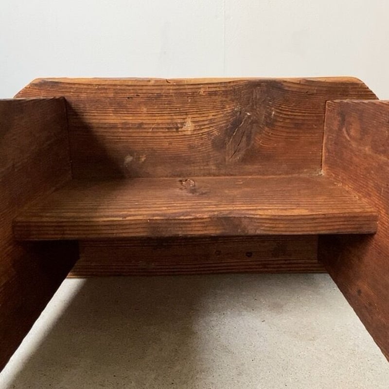 昭和期 長方形座面の台形スツール 杉無垢材/ラワン無垢材 大工木工 木