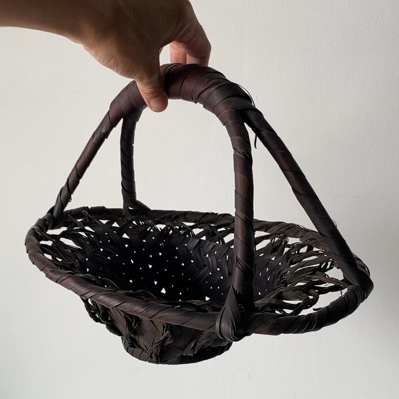 京都ヴィンテージ　竹の手編み　ラウンドバスケット 京都ヴィンテージ竹の手編みラウンドバスケット