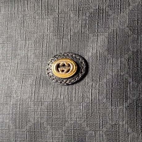 GUCCI オールドグッチ インターロッキング GG柄コーティングキャンバス ブラック/グレー  セカンドバッグ  ポーチ インバッグ ヴィンテージ 鞄 31cm