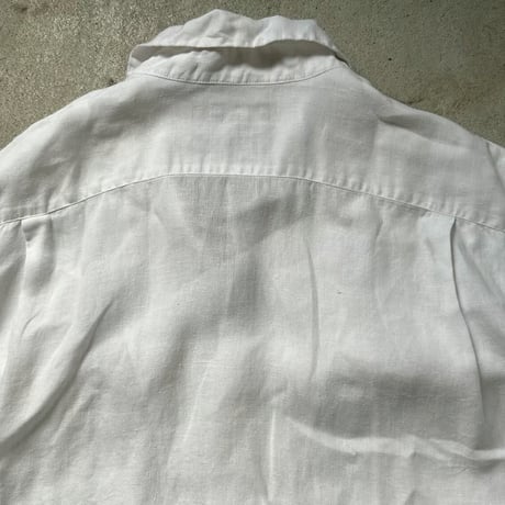 Harriss paris ハリス パリス  80s90sヴィンテージ オープンカラー リネンシャツ ホワイト フレンチアイビー フレンチトラッド mens40 良品