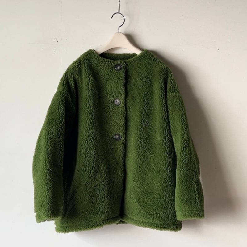 mao made マオメイド モックネックノーカラーボアジャケット もこもこ