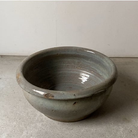 古いこね鉢  幅35cm 古瀬戸 美色  メダカ鉢  金魚鉢  睡蓮鉢  ビオトープ  古作 焼物  完品範疇