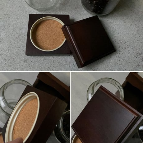 ヴィンテージ コーヒービーンズボトル  木製無垢材＋ガラス瓶 メーカー不明  美品