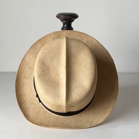 SAKAMOTO HATTER  坂本高級紳士帽子専門店  ヴィンテージ パナマハット レディース 頭周約55cm 編み帽子 昭和期 保存箱有