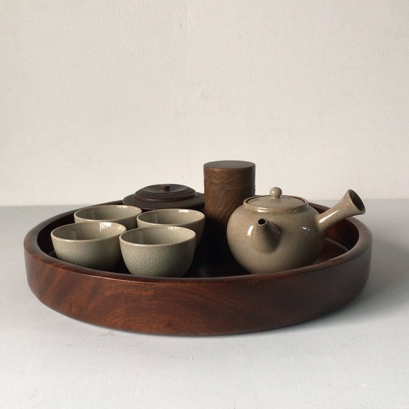 欅 くり抜き盆 木製トレー 33.6cm お盆 木工品 肉厚 素地 工芸品