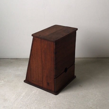 ラワン無垢材 引出し付踏み台  アンティークステップ  兼 ダストボックス　スツール  花台