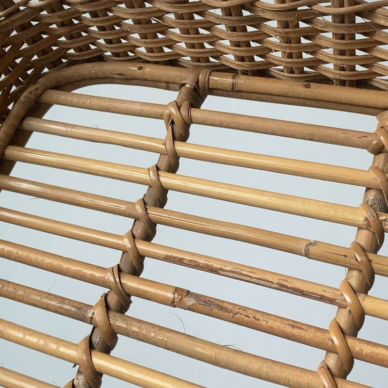 ヴィンテージ ラタン製 脱衣籠 昭和初期の銭湯 グッドエイジング