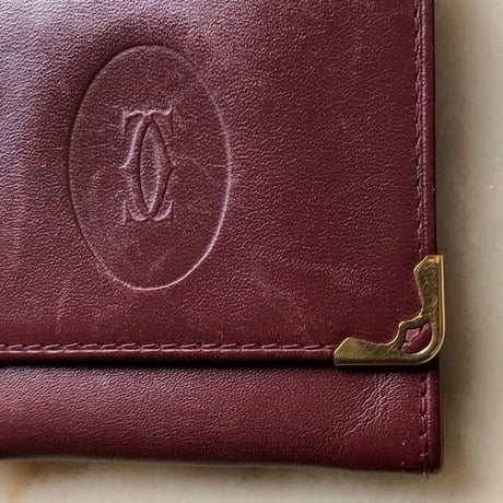Cartier カルティエ マストライン フラップ型ミニコインケース マスト L3000464 ボルドー レザー 中古 小銭入れ アクセサリーケース