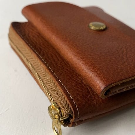 CINQ DESIGN サンクデザイン　小さめの財布 キャメル ブラウン 小銭入れ レザー 革財布 革 牛革 イタリアンレザー コンパクトウォレット 中古美品