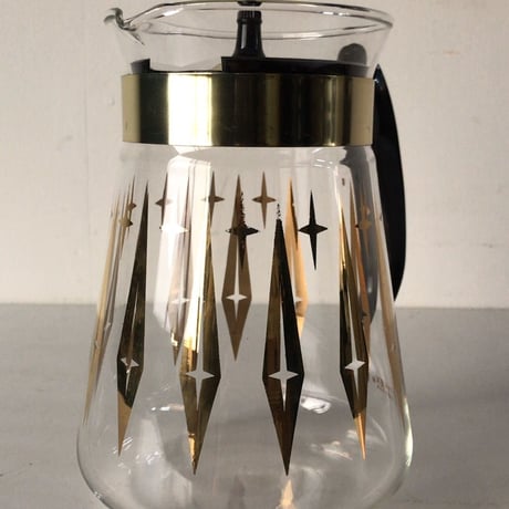 PYREX パイレックス  オールドパイレックス  アメリカンヴィンテージ ガラスポット Made in USA ゴールド レトロ星型クロス　アメリカ製 中古美品