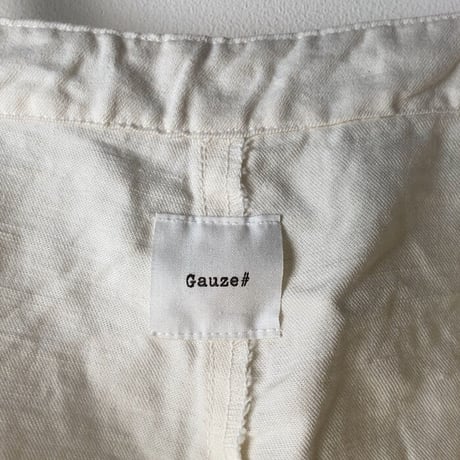 Gauze ガーゼ  コットンリネンサロペットパンツ ホワイト オーバーオール 農夫パンツ 中古美品