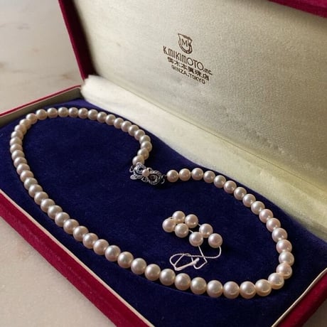 MIKIMOTO  オールドミキモト 本パールネックレス 約6mm玉 真珠/銀 シルバー 全長41cm  ヴィンテージパール