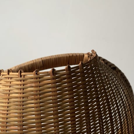 丸い片口ざる 入れ子2点セット  竹編みザル 竹笊 竹籠 竹工芸 竹細工 工芸品 手仕事 古民藝 古民具 古道具 ジャパンヴィンテージ