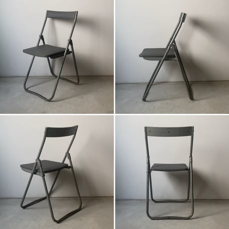 古い折り畳み椅子  1950-1960年代 ヴィンテージ フォールディングチェア ライトグレー 工業製品 インダストリアル 良品