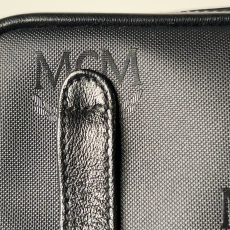 MCM オールドエムシーエム ヴィセトス柄 モノグラム ブラック ミニポーチ ナイロン/レザー コンビ  化粧ポーチ 小物入れ カメラケース  中古美品