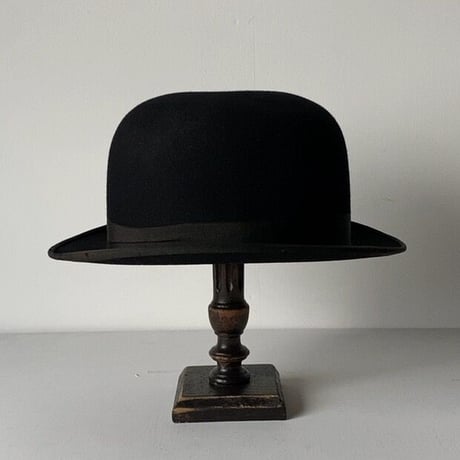 Teikokuhat co  帝国ハット HOKWAN BRAND  ヴィンテージボーラーハット ユニセックス 頭周約58.5cm ブラック  シルクハット 山高帽  紙タグ付きの美品