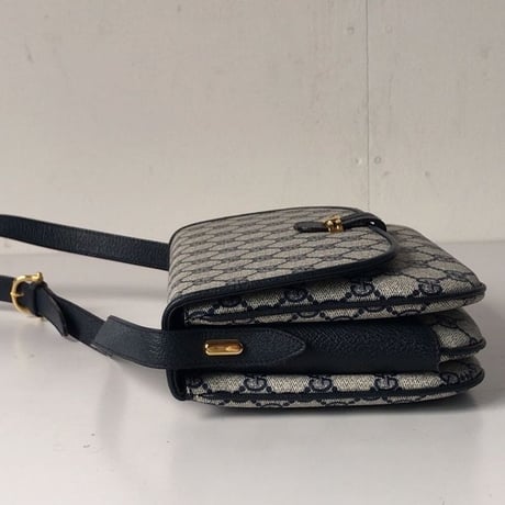 GUCCI グッチ オールドグッチ  コーティングGGキャンバス  ショルダー バッグ ネイビー  ヴィンテージ 中古美品