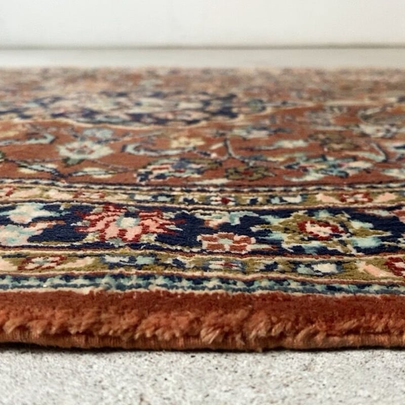 ペルシャ絨毯 玄関マット ブラウン/ネイビー 93×63cm ポシティー ペルシャ絨毯 玄関マット ブラウン/ネイビー 93×63cm ポシティー
