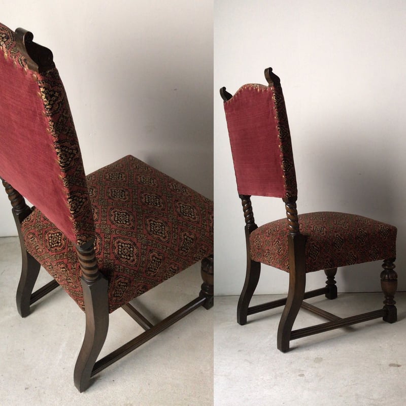 アンティーク アームレス ハイバックチェア 洋館で保管されていた古い