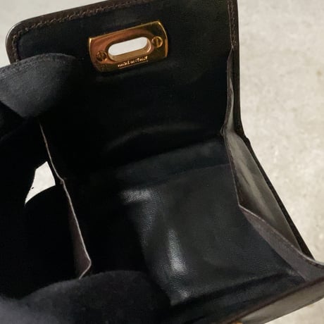 Salvatore Ferragamo サルヴァトーレ フェラガモ  ガンチーニ  レザー コインケース  ダークブラウン/ゴールド金具  中古良品