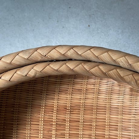丸い片口ざる 入れ子2点セット  竹編みザル 竹笊 竹籠 竹工芸 竹細工 工芸品 手仕事 古民藝 古民具 古道具 ジャパンヴィンテージ