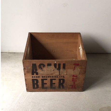ASAHI BEER アサヒビール  アンティーク木箱 S48和紙付  蓋付き  ヴィンテージビアボックス  美品
