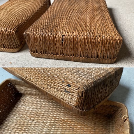 小さな柳行李 28cm  古い文庫行李  飯行李  平箱  小箱  ヴィンテージクラフト 昭和初期