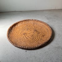 古い竹編みの円型笊(55cm)  浅ざる 干笊 日本製 古民具 古民藝 手仕事 ジャパンヴィンテージ 良品