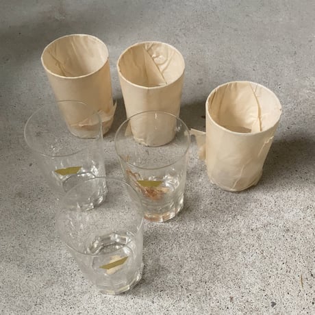 古いクリスタルガラスのグラス6客セット カガミクリスタル製品 昭和初期そごう販売品  デッドストック 箱無し  ガラスコップ グラス  完品