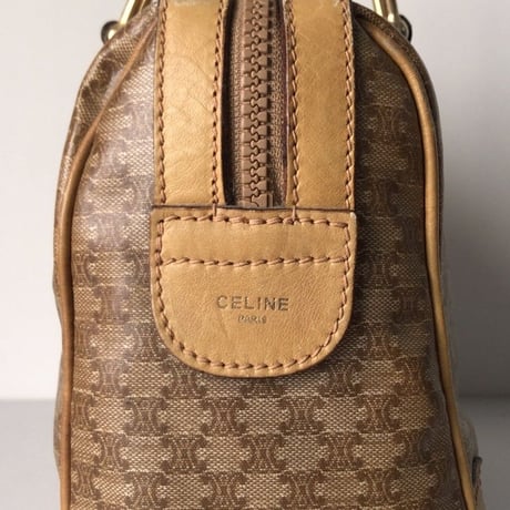 CELINE  セリーヌ   マカダム柄 ブラゾンロゴ  ヴィンテージ ハンドバッグ   ベージュ  中古美品