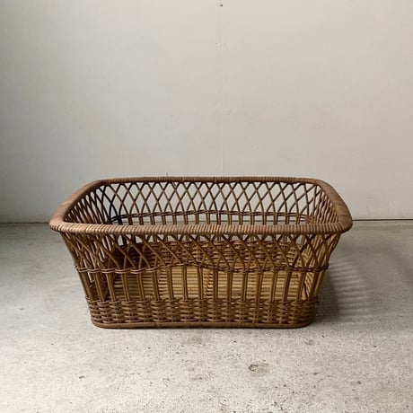 ヴィンテージ ラタン製 脱衣籠 昭和初期の銭湯 グッドエイジング 完品範疇