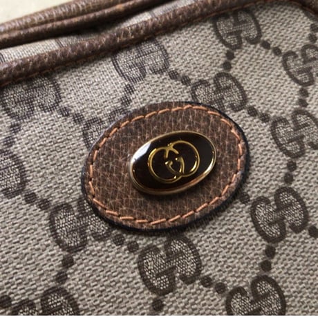 GUCCI グッチ オールドグッチ GGプラス コーティングキャンバス ポシェット ミニショルダー バッグ ブラウン ヴィンテージ 中古美品