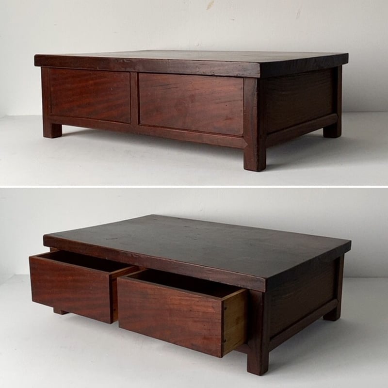 欅一枚天板 古い飾り台 2杯引出し 幅48cm小さめサイズ 置き台 花台