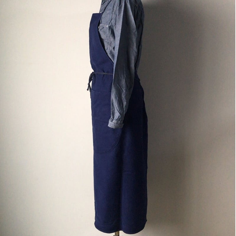 ヴィンテージ フレンチワーク フルエプロン インクブルー ネイビー