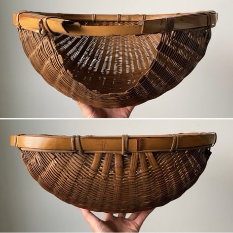 片口ざる 横幅42cm  箕ざる 片口かご 箕かご 竹工芸 工芸品  伝統工芸  野菜カゴ 米研ぎザル  天然素材 竹ざる 美品