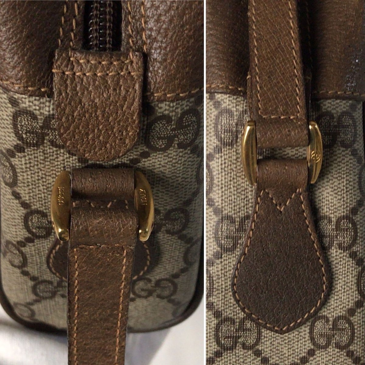 グッチ 斜めがけバッグ レザー×キャンバス おしゃれなGG柄