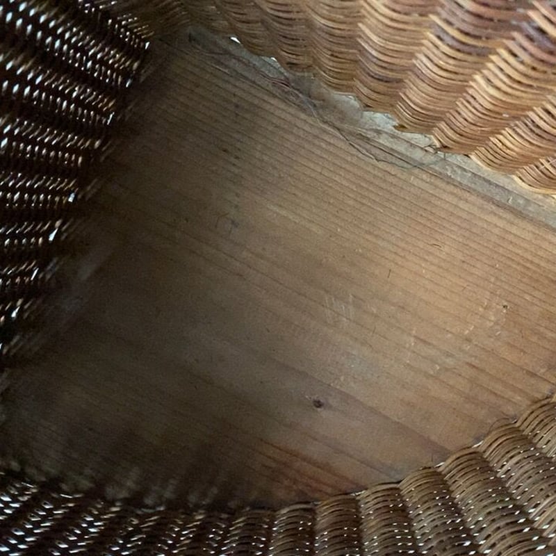 ヴィンテージ コーナー収納籠 蓋・ロック金具付き三角カゴボックス 銅