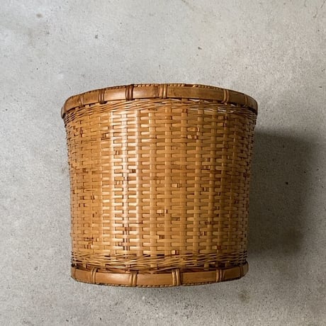 古い竹編みの屑籠(ダストボックス) 技あり丁寧な編み技術  日本の工芸品 民藝 天然素材 美品
