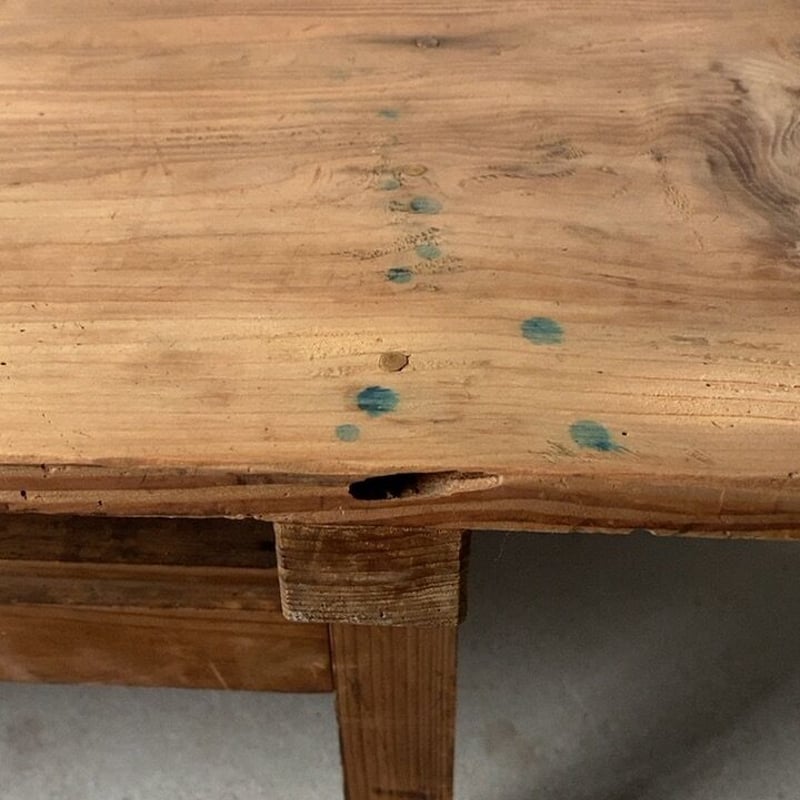 古い白木天板の文机 陶器摘みの1杯引出し 昭和初期 スベスベ木肌