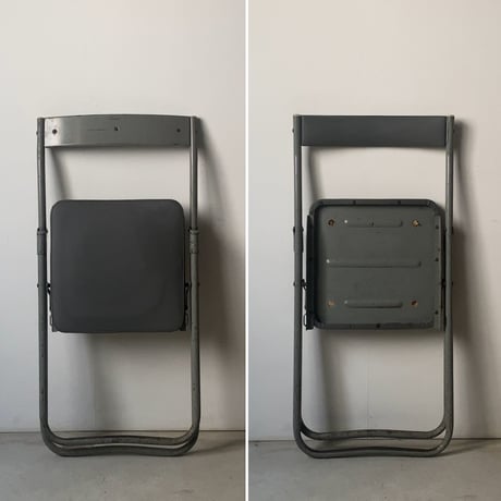 古い折り畳み椅子  1950-1960年代 ヴィンテージ フォールディングチェア ライトグレー 工業製品 インダストリアル 良品