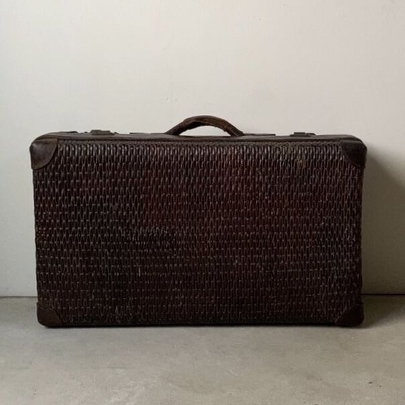 昔のトランクケース柳行李 革やなぎごうり アンティーク店舗什器