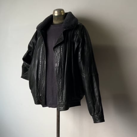 BURBERRYS バーバリーズ  80s～90s ヴィンテージレザージャケット 旧タグ ボアブルゾン 黒 革ジャン ブルゾン  ジャンパー 本革 オールレザー ブラック 古着 中古良品