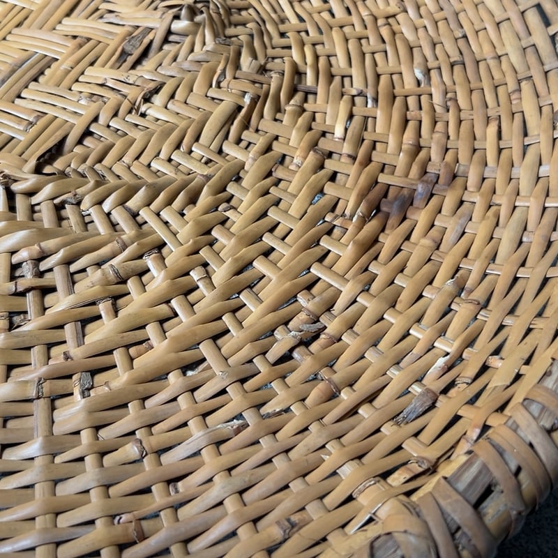 竹編み 竹ざる　昭和レトロ 古道具 古民具 古農具 アンティーク 八個セット 古い竹編みの円型笊(55cm) 浅ざる 干笊 日本製 古民具 古民藝 手