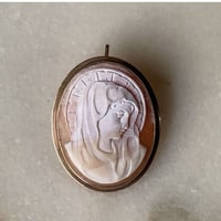 ヴィンテージ カメオ ミニサイズ 天地33mm 3.6g ネックレストップ ブローチ ピンバッジ K18? マリア肖像 モチーフ